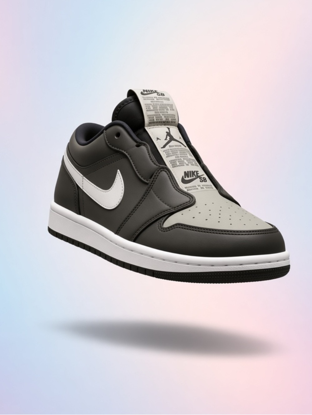 Jordan Low-Top Slip-On Sneakers - Black, Gray & Silver Swoosh-Vintage